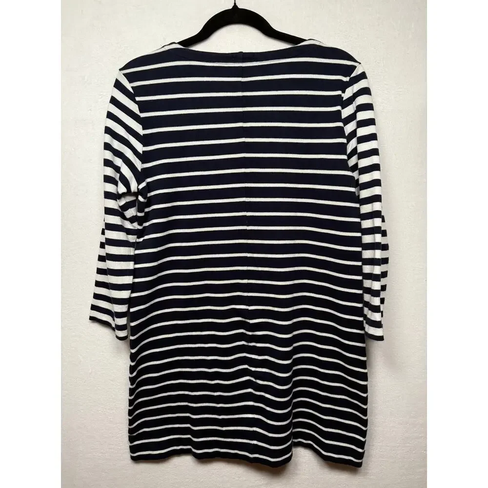 J.Crew Navy White T-Shirt Dress, Size Small, Preppy, Classic